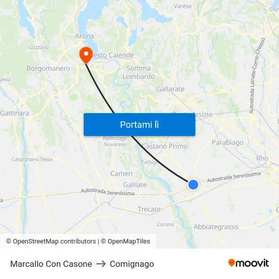 Marcallo Con Casone to Comignago map