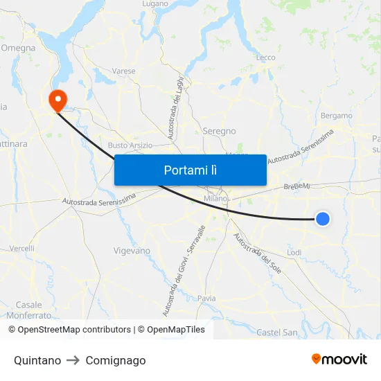 Quintano to Comignago map