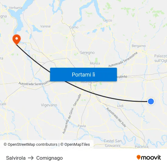 Salvirola to Comignago map
