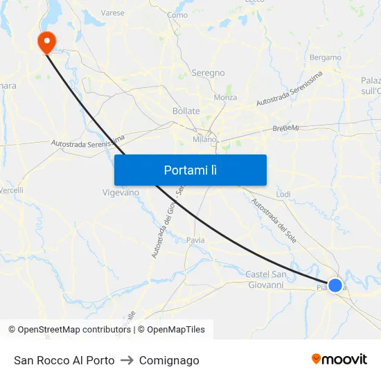 San Rocco Al Porto to Comignago map