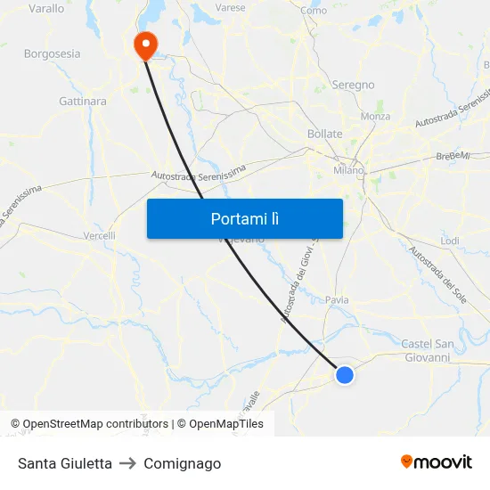 Santa Giuletta to Comignago map