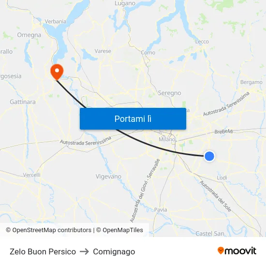 Zelo Buon Persico to Comignago map