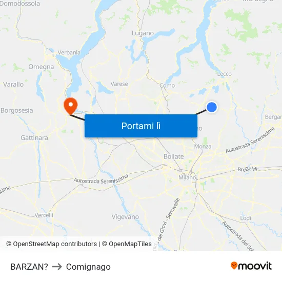 BARZAN? to Comignago map