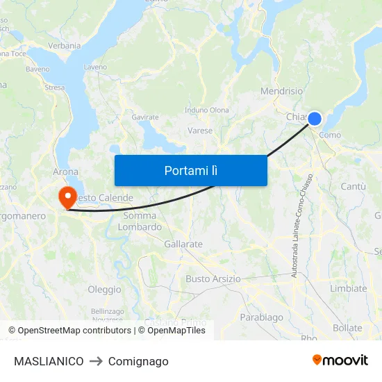 MASLIANICO to Comignago map
