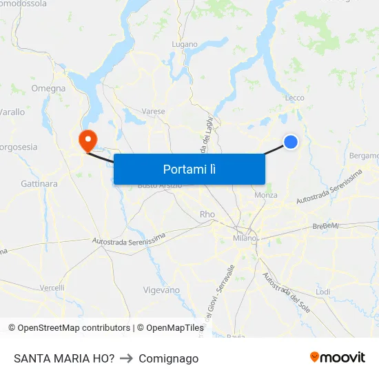 SANTA MARIA HO? to Comignago map