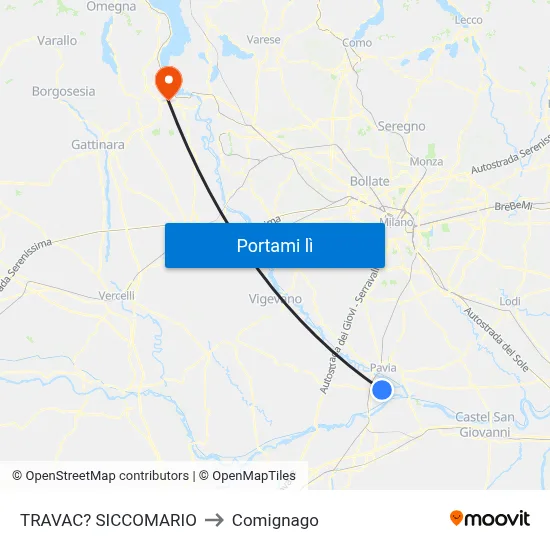 TRAVAC? SICCOMARIO to Comignago map
