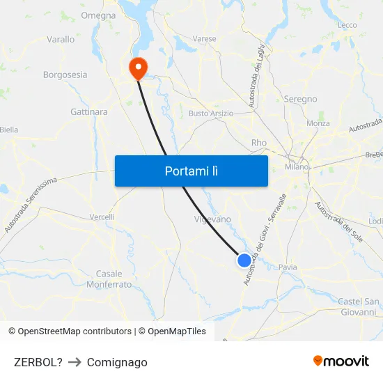 ZERBOL? to Comignago map