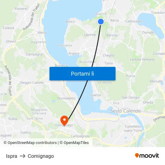 Ispra to Comignago map