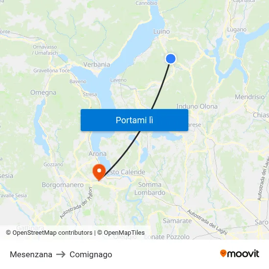 Mesenzana to Comignago map