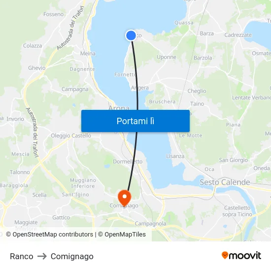 Ranco to Comignago map