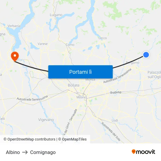 Albino to Comignago map