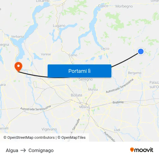 Algua to Comignago map