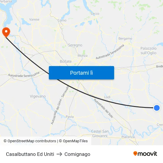 Casalbuttano Ed Uniti to Comignago map