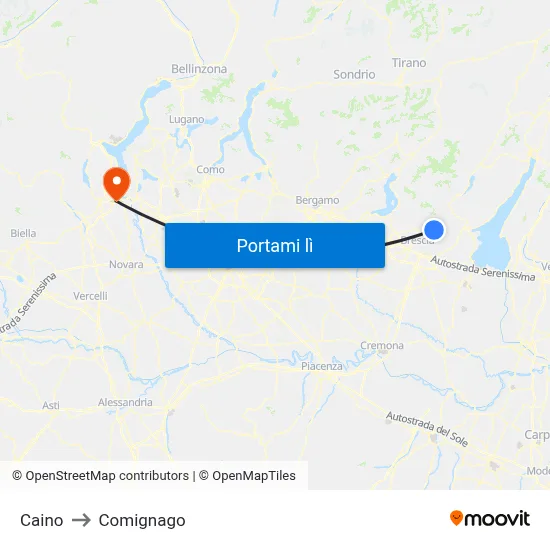 Caino to Comignago map
