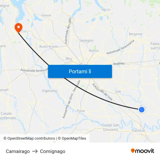 Camairago to Comignago map