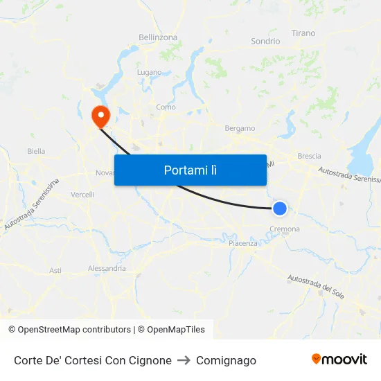 Corte De' Cortesi Con Cignone to Comignago map
