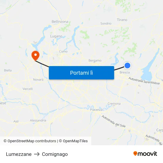 Lumezzane to Comignago map