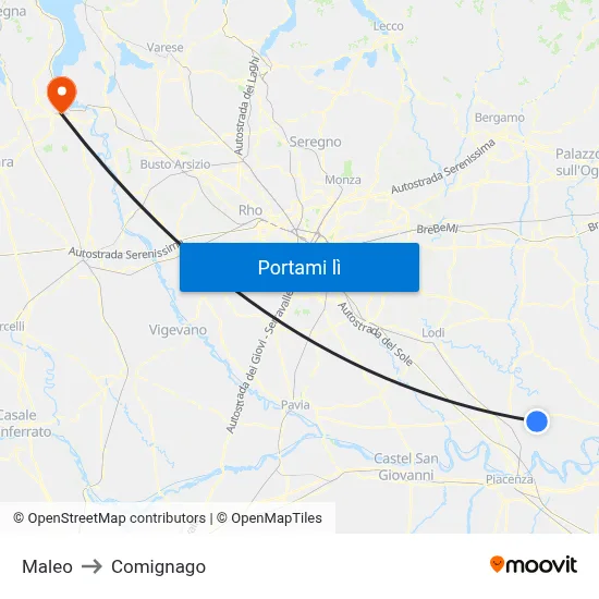 Maleo to Comignago map