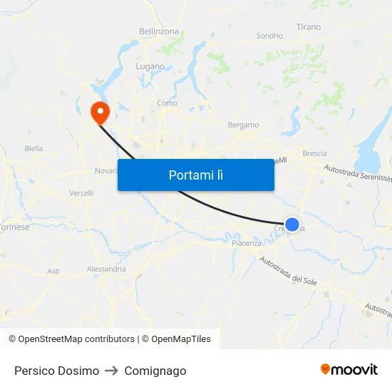 Persico Dosimo to Comignago map