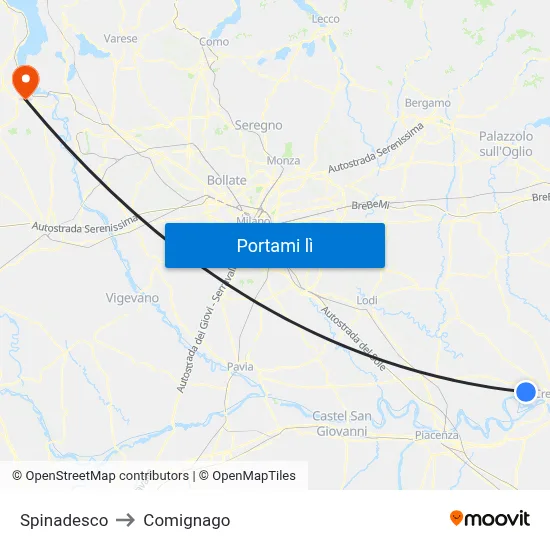 Spinadesco to Comignago map