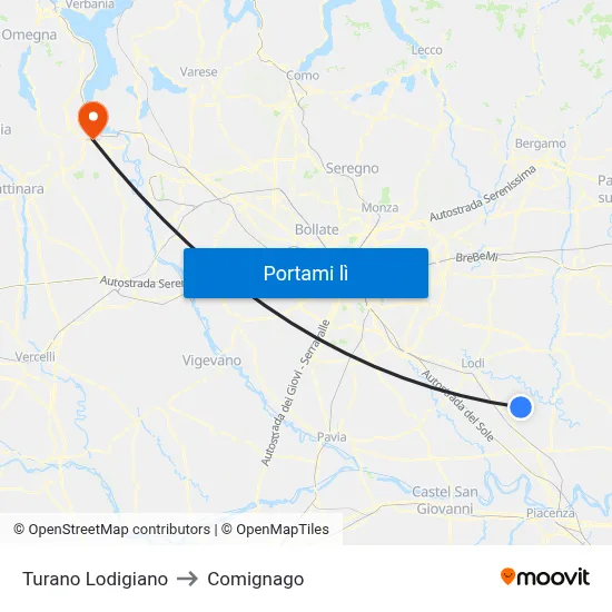 Turano Lodigiano to Comignago map