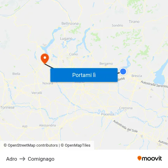 Adro to Comignago map