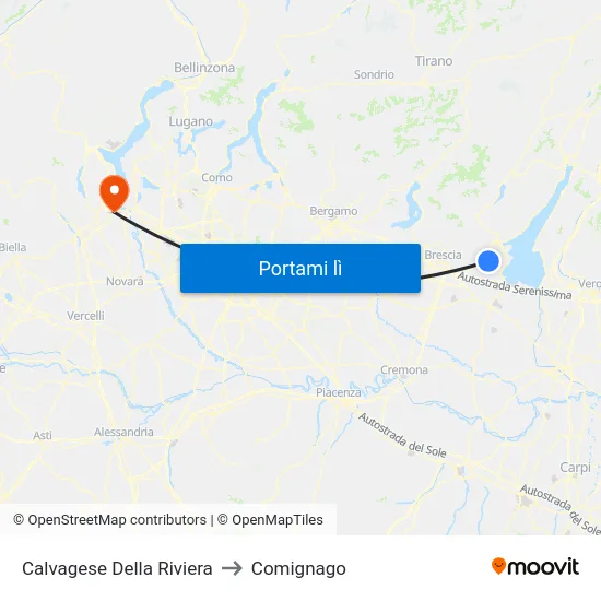 Calvagese Della Riviera to Comignago map