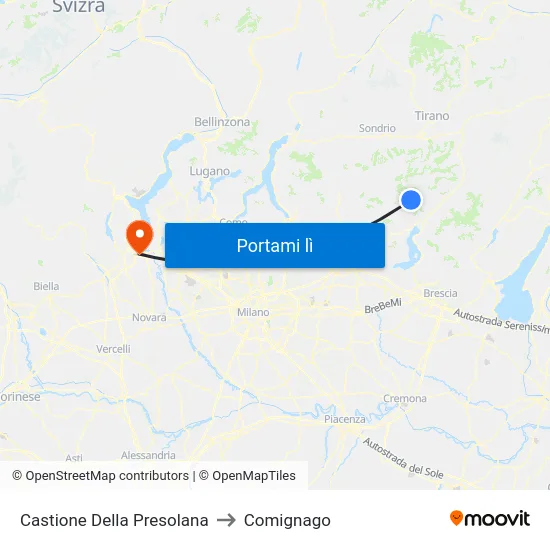 Castione Della Presolana to Comignago map