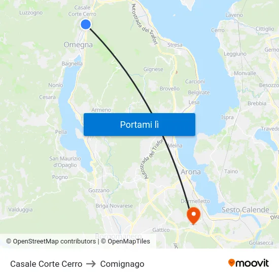 Casale Corte Cerro to Comignago map