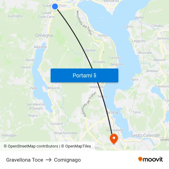 Gravellona Toce to Comignago map