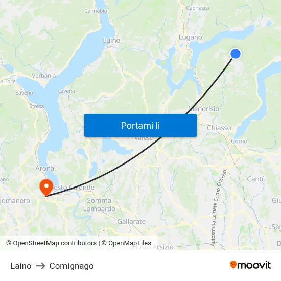 Laino to Comignago map