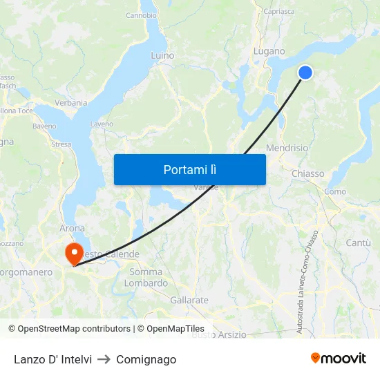 Lanzo D' Intelvi to Comignago map