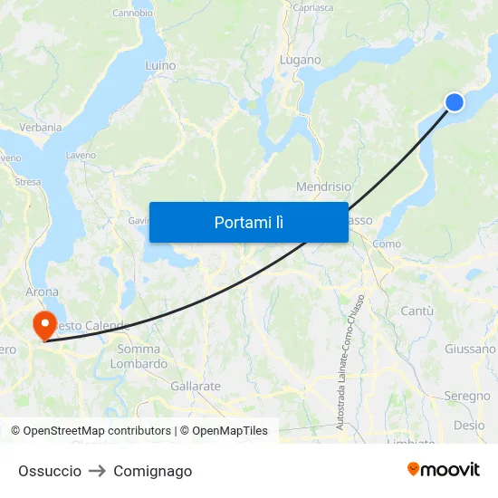 Ossuccio to Comignago map