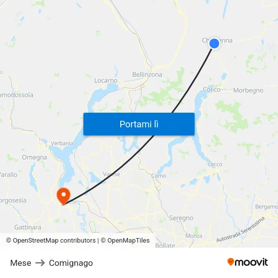 Mese to Comignago map