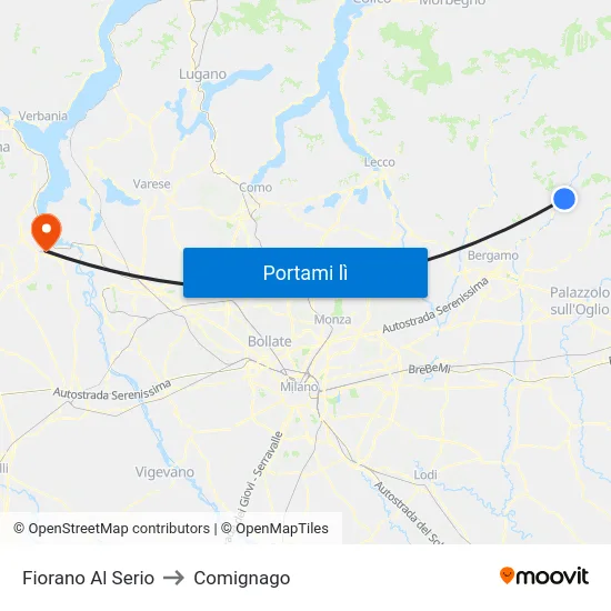 Fiorano Al Serio to Comignago map