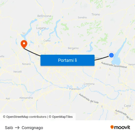 Salò to Comignago map