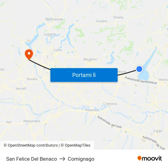 San Felice Del Benaco to Comignago map