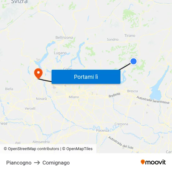 Piancogno to Comignago map