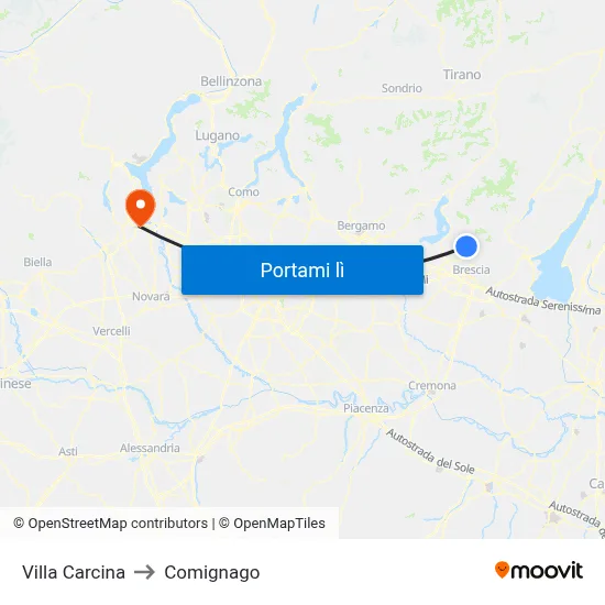 Villa Carcina to Comignago map