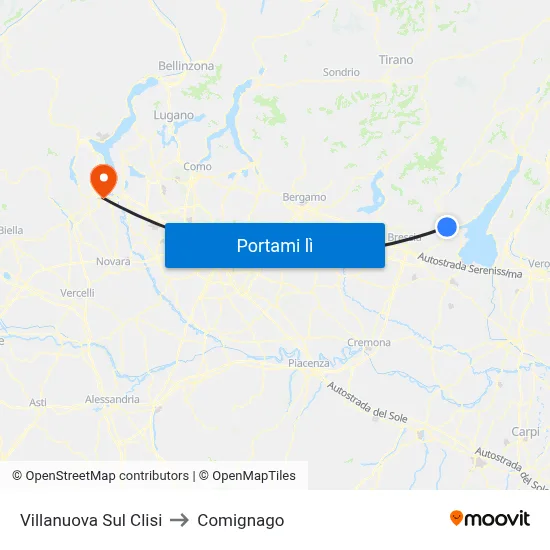 Villanuova Sul Clisi to Comignago map