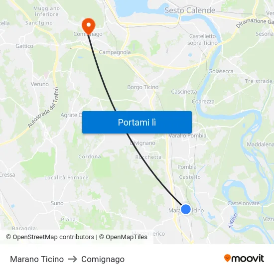 Marano Ticino to Comignago map