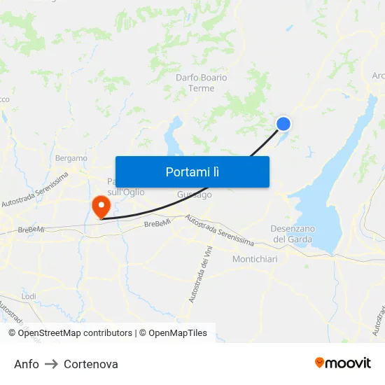 Anfo to Cortenova map