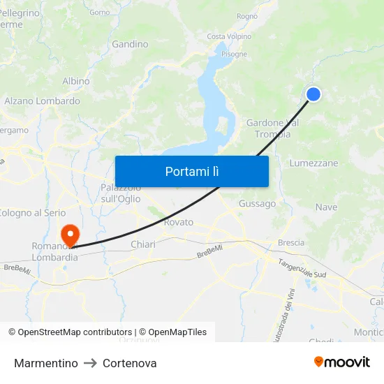 Marmentino to Cortenova map