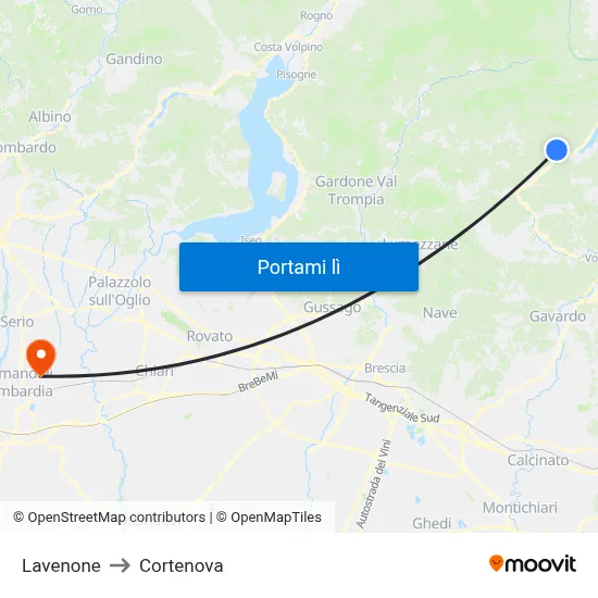 Lavenone to Cortenova map
