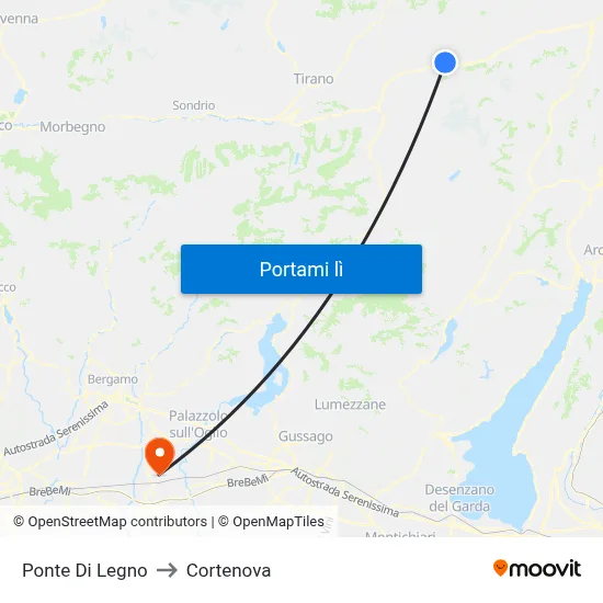Ponte Di Legno to Cortenova map