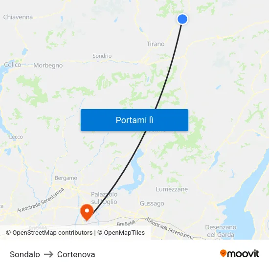 Sondalo to Cortenova map