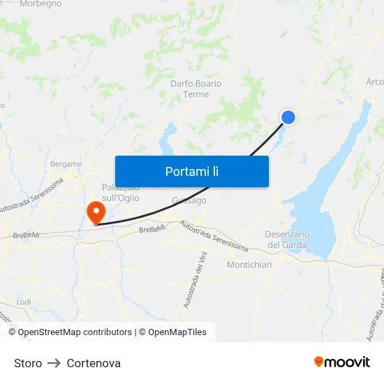 Storo to Cortenova map