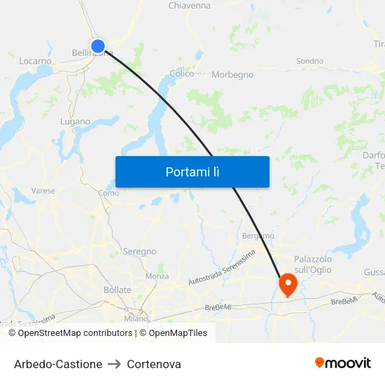 Arbedo-Castione to Cortenova map