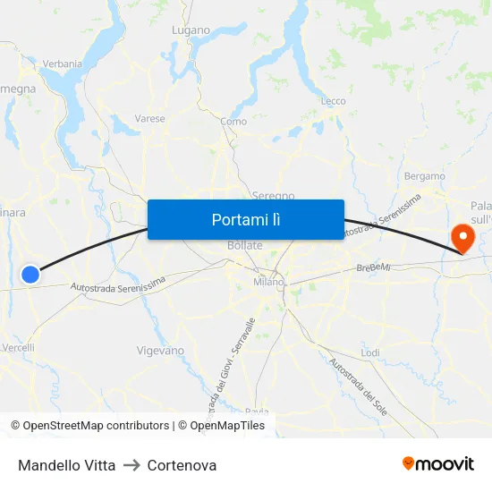 Mandello Vitta to Cortenova map