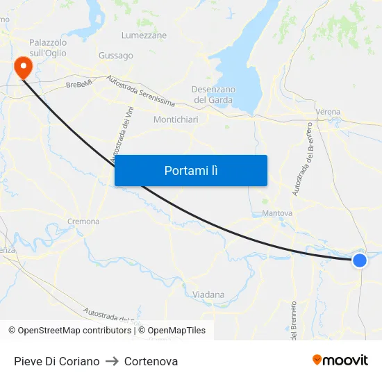Pieve Di Coriano to Cortenova map